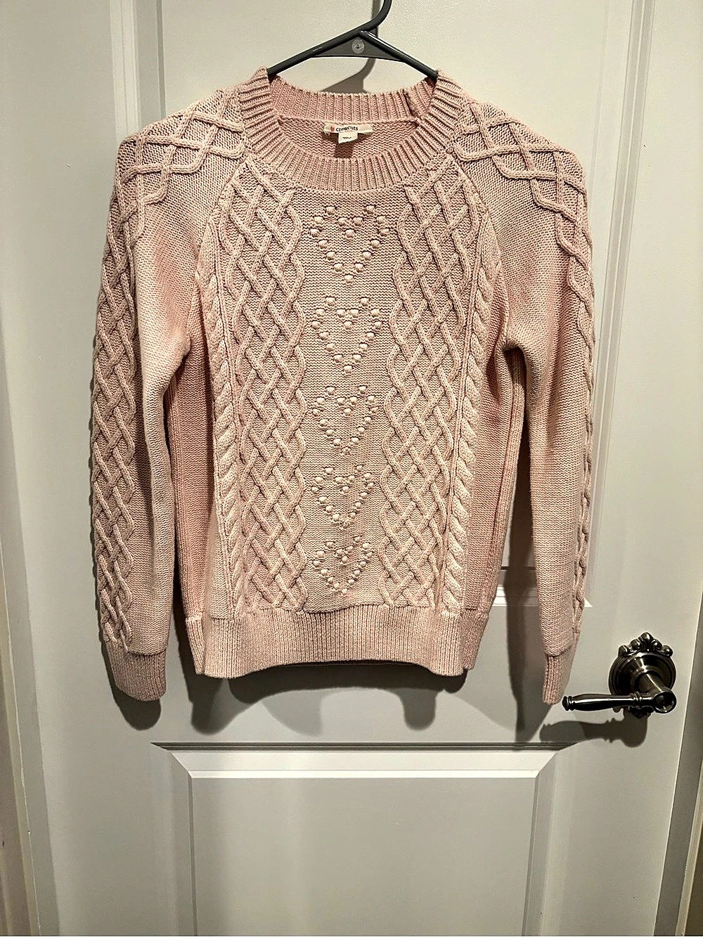 crewcuts Girls' Heart Cable-Knit Sweater Pink XL (12-14)